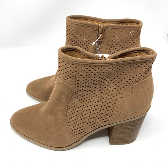 crissy laser cut heeled ankle booties